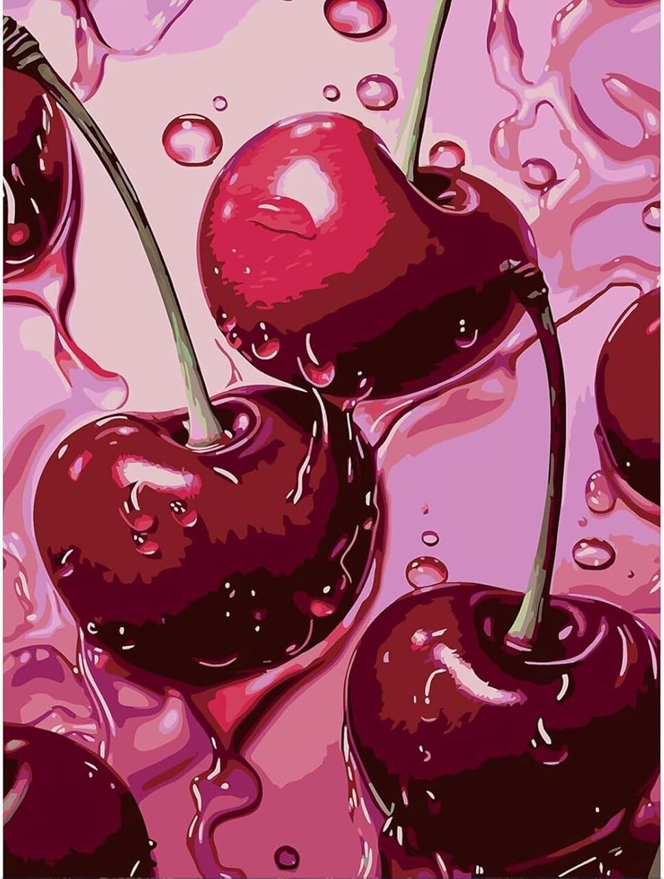 Cherry 5D Diamond Painting Kit for Adults 12x16in Full Drill DIY Wall Art with Tools